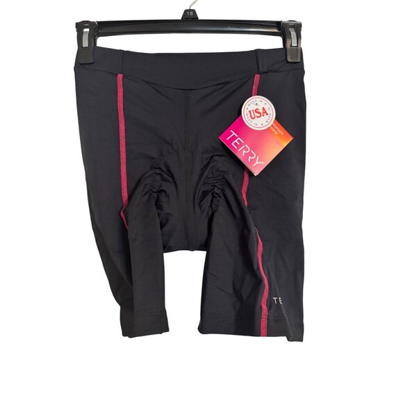 Terry Bella Short Cycling Size Large 5" Inseam Padded Bike NWT $144 Black Pink - Picture 3 of 11